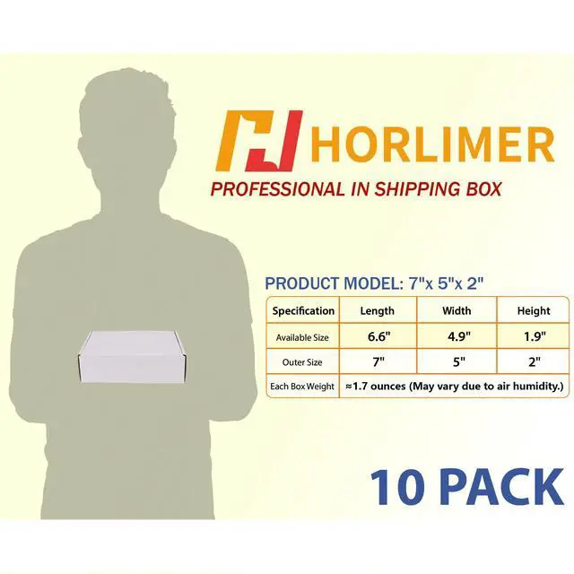 Alt view image 2 of 7 - 10 Pack 7x5x2 Shipping Boxes, White Corrugated Cardboard Box for Mailing, Packaging, Small Business
