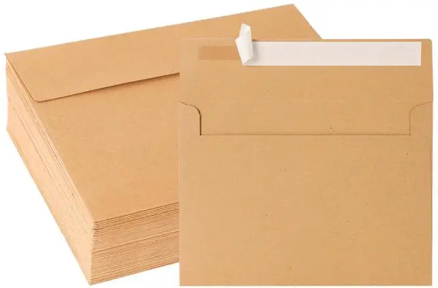 Main image of Paper Envelopes, 50 Pack, 5 x 7 Inch, Brown, A7, Card, Personalize Gift, Wedding, Birthday, Invitations, Postcard
