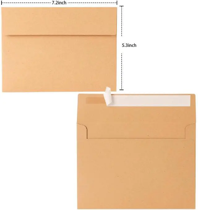 Alt view image 3 of 6 - Paper Envelopes, 50 Pack, 5 x 7 Inch, Brown, A7, Card, Personalize Gift, Wedding, Birthday, Invitations, Postcard