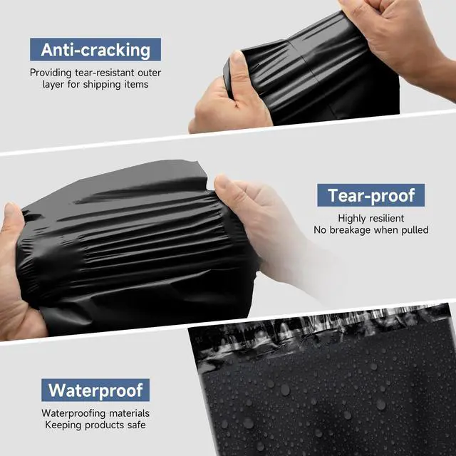 Alt view image 5 of 7 - Black Poly Mailers 12x15.5 in, Shipping Bags, 100 Pcs | Shipping bags for clothes and mailing bags for packing shirts, hoodies, and apparel.