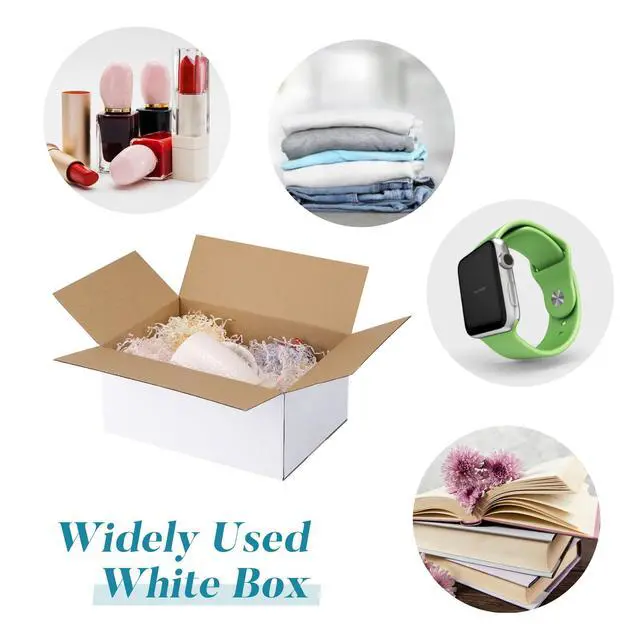 Alt view image 4 of 6 - Small Shipping Boxes 9x6x4 Set of 6 | White Corrugated Cardboard, Box for Packaging Small Business Mailing Moving Gifts Wrap, Easy Assemble