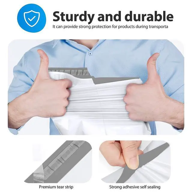 Alt view image 3 of 7 - Poly Mailers 10x13 Inch 100 Pack,Shipping Bags for Clothing,White | Strong Adhesive Mailing Envelopes,Heavy Duty Self Seal Plastic Postal Return Packaging Bags for Books Accessories Business