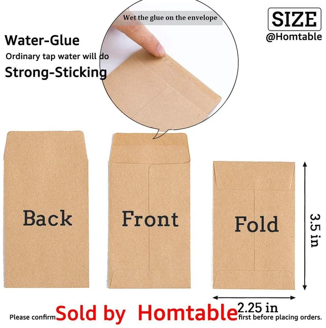 Alt view image 2 of 6 - 100 Pack Small Coin Envelopes Self-Adhesive Kraft Paper 2.25"×3.5" | Seed Envelopes, Mini Parts Storage, For Garden, Office or Wedding Gift