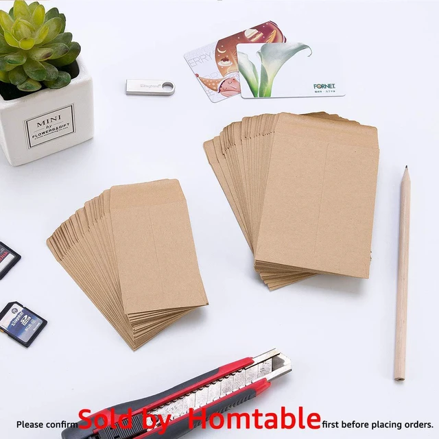 Alt view image 4 of 6 - 100 Pack Small Coin Envelopes Self-Adhesive Kraft Paper 2.25"×3.5" | Seed Envelopes, Mini Parts Storage, For Garden, Office or Wedding Gift