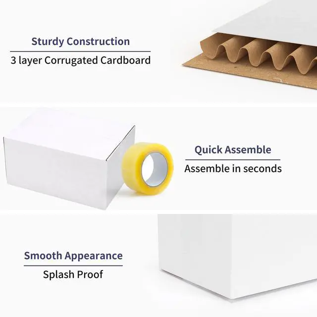 Alt view image 5 of 7 - Small Shipping Boxes 8x6x4 Set of 6 | White Corrugated Cardboard, Box for Packaging Small Business Mailing Moving Gifts Wrap, Easy Assemble