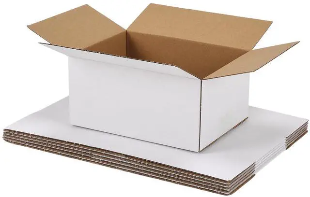 Main image of Small Shipping Boxes 8x6x4 Set of 6 | White Corrugated Cardboard, Box for Packaging Small Business Mailing Moving Gifts Wrap, Easy Assemble