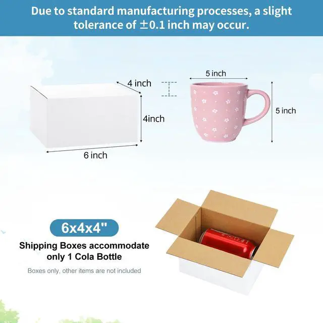 Alt view image 2 of 7 - 6x4x4 Shipping Boxes Small for Packing & Business, 10 Pack, White | Easy Assemble Small Boxes for Shipping, Easy Fold Mailing Boxes, Recyclable Shoe Boxes for Shipping, White Cardboard Boxes