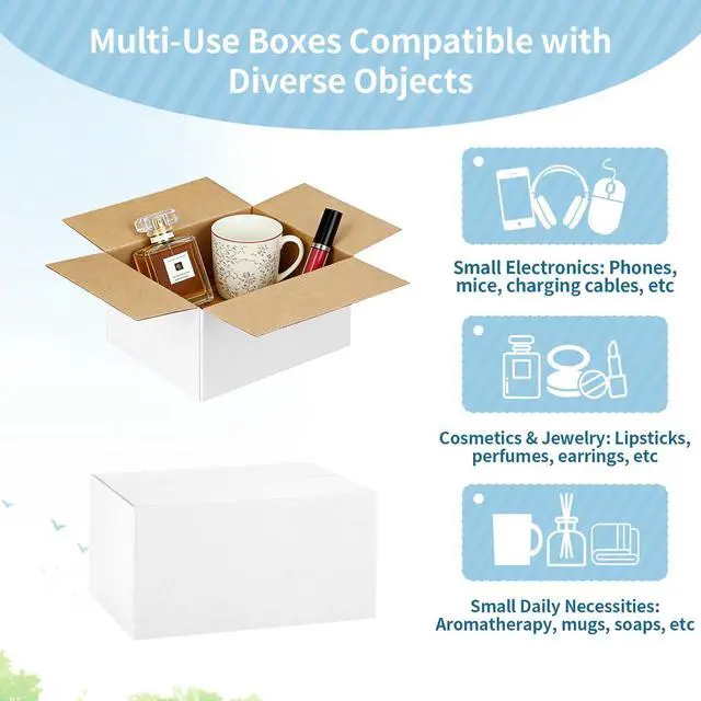 Alt view image 4 of 7 - 6x4x4 Shipping Boxes Small for Packing & Business, 10 Pack, White | Easy Assemble Small Boxes for Shipping, Easy Fold Mailing Boxes, Recyclable Shoe Boxes for Shipping, White Cardboard Boxes