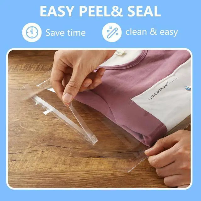 Alt view image 3 of 7 - 100 Count - 8" x 10" Self Sealing Cellophane Bags - Clear Cello Resealable Plastic Poly Bags for Art Prints, Packaging, Photo, Jewelry