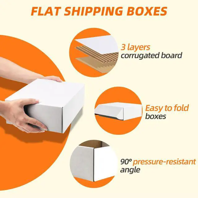 Alt view image 2 of 7 - 12x9x4 inches Shipping Boxes Set of 6, White Corrugated Cardboard Mailer Box for Packing, Mailing, Small Business