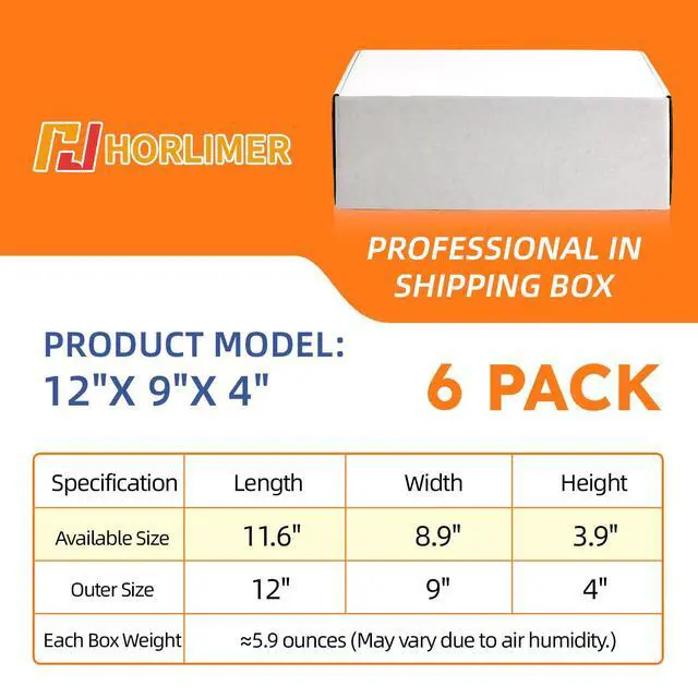 Alt view image 3 of 7 - 12x9x4 inches Shipping Boxes Set of 6, White Corrugated Cardboard Mailer Box for Packing, Mailing, Small Business