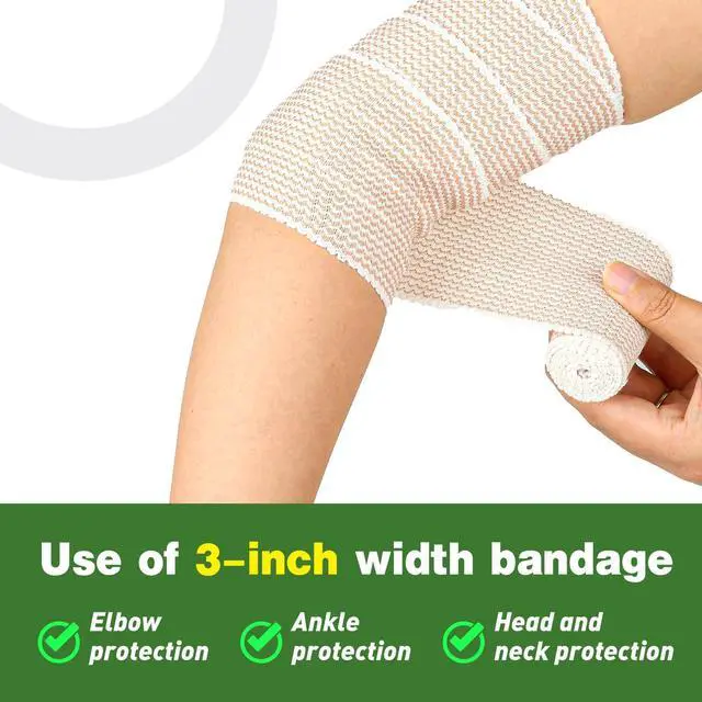 Alt view image 3 of 6 - Premium 10 Pack Elastic Bandage Wrap 3 Inch, Compression Wrap Bandage for Legs, Ankle, Knee, Tummy, Body, Lymphedema Wraps for Legs, Latex-Free