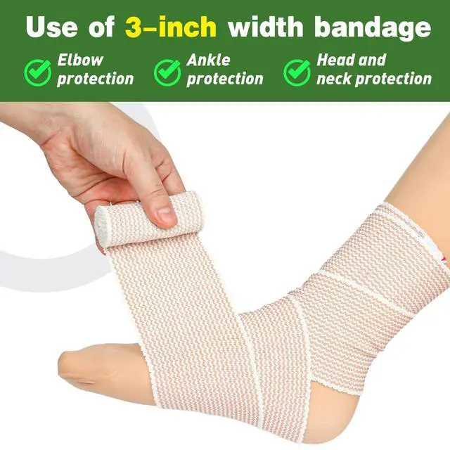 Alt view image 4 of 6 - Premium 10 Pack Elastic Bandage Wrap 3 Inch, Compression Wrap Bandage for Legs, Ankle, Knee, Tummy, Body, Lymphedema Wraps for Legs, Latex-Free