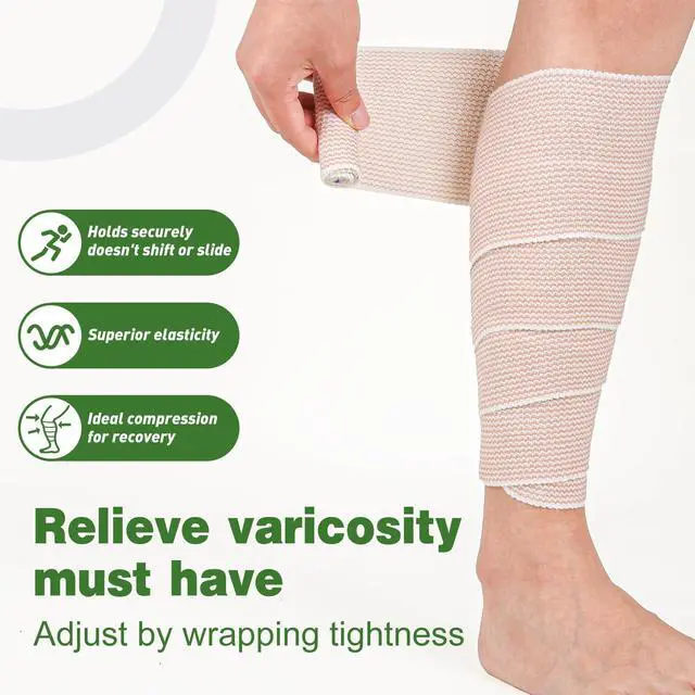 Alt view image 5 of 6 - Premium 10 Pack Elastic Bandage Wrap 3 Inch, Compression Wrap Bandage for Legs, Ankle, Knee, Tummy, Body, Lymphedema Wraps for Legs, Latex-Free