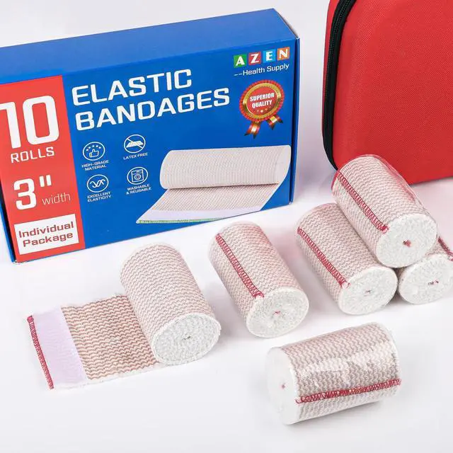 Alt view image 6 of 6 - Premium 10 Pack Elastic Bandage Wrap 3 Inch, Compression Wrap Bandage for Legs, Ankle, Knee, Tummy, Body, Lymphedema Wraps for Legs, Latex-Free