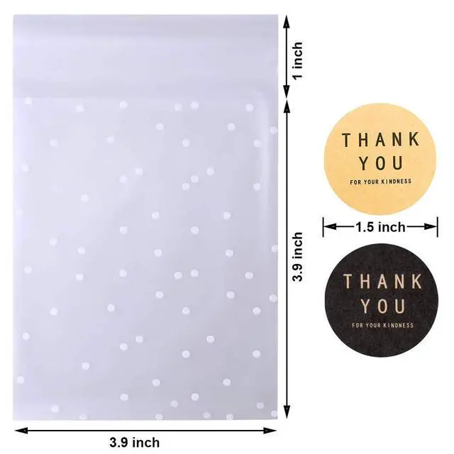 Alt view image 2 of 7 - Self Adhesive Cookie Cellophane Treat Bags with Seal 4x4 Inches, 4 Mils Self Sealing Resealable Plastic Packaging Bags with Thank You Labels for Gift Giving Party Favor Bakery Candy Chocolate 100 Pcs
