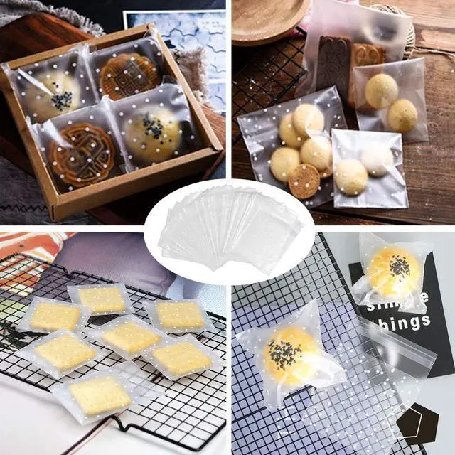 Alt view image 7 of 7 - Self Adhesive Cookie Cellophane Treat Bags with Seal 4x4 Inches, 4 Mils Self Sealing Resealable Plastic Packaging Bags with Thank You Labels for Gift Giving Party Favor Bakery Candy Chocolate 100 Pcs