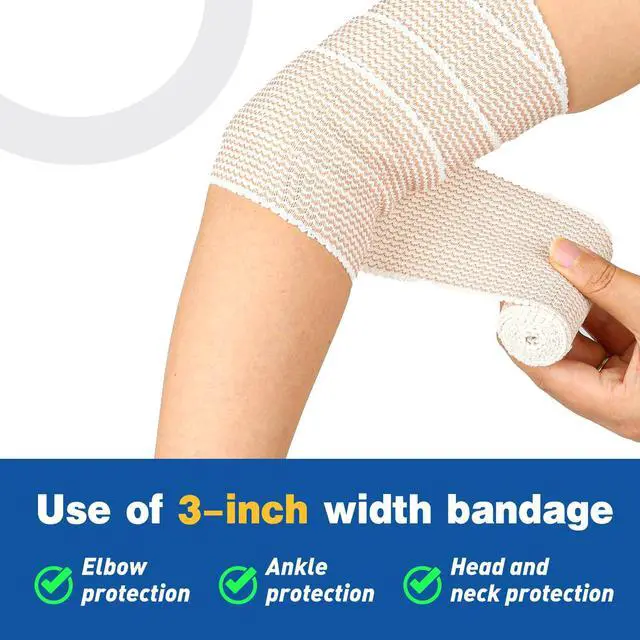 Alt view image 5 of 6 - Premium 8 Pack Elastic Bandage Wrap (2x2", 2x3", 2x4", 2x6"), Compression Wrap Bandage for Legs, Ankle, Knee, Tummy, Body, Latex-Free, Lymphedema Wraps for Legs