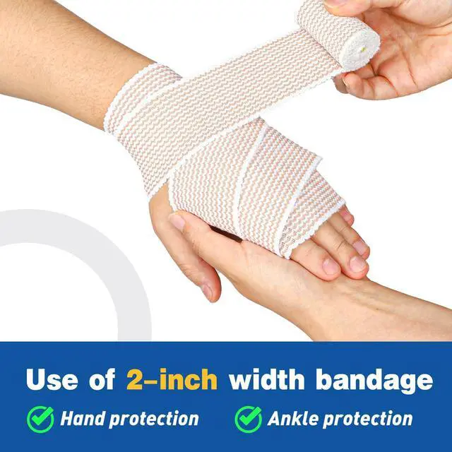 Alt view image 6 of 6 - Premium 8 Pack Elastic Bandage Wrap (2x2", 2x3", 2x4", 2x6"), Compression Wrap Bandage for Legs, Ankle, Knee, Tummy, Body, Latex-Free, Lymphedema Wraps for Legs