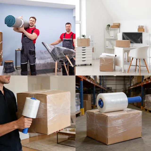 Alt view image 6 of 7 - Stretch/Shrink Wrap Roll 5 inch 1100ft - 80 Gauge Plastic Wrap for Moving, Heavy Duty 500% Stretch for Pallets, Packing, Shipping&Furniture Protection-1 Rolls