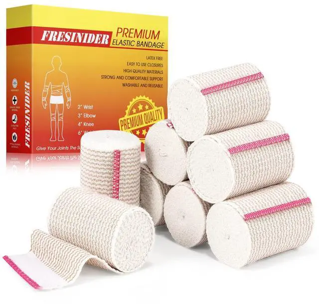 Main image of Premium Elastic Bandage Wrap 3 Inch, 8 Pack, Hook and Loop | Versatile 3-Inch Cotton Compression Wrap for Ankle, Wrist and Elbow; Secure Ends for Sprains, Swelling and Sports Recovery.