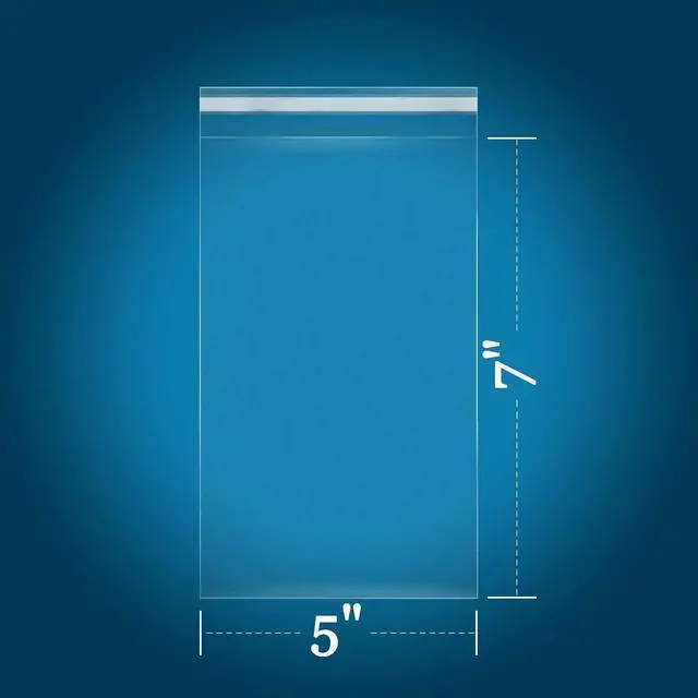 Alt view image 2 of 5 - 200 Count - 5" x 7" Cellophane Bags Self Sealing - Resealable Clear Poly Cello Bags for A2 A4 A6 Cards & Envelopes, Bakery, Cookies, Treats