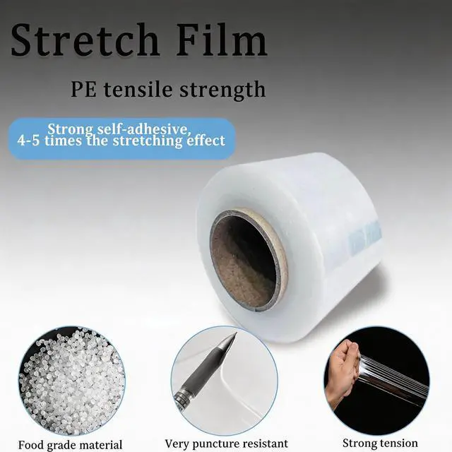 Alt view image 4 of 5 - 2 Pcs Mini Stretch Wrap Film Unheated Shrink Wrap 1.96"x656ft for Bottles Jars Seals Heavy Duty Stretch Film