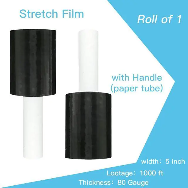 Alt view image 3 of 6 - Stretch Wrap Film with Handle 5 Inch × 1000 Feet Shrink Wrap | Moving Supplies Black Plastic Film Self-Adhering