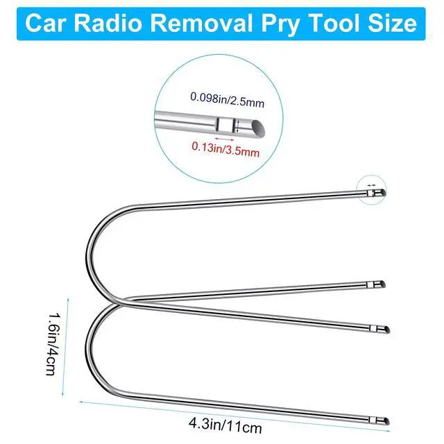 Alt view image 2 of 6 - Frienda 6 Pcs Car Radio Removal Tool, U-Shaped Automotive Radio Disassembly Pry Kit, Stainless Steel Stereo Cd DVD Host Release Removal Tool for Most Vehicles, Car Accessories