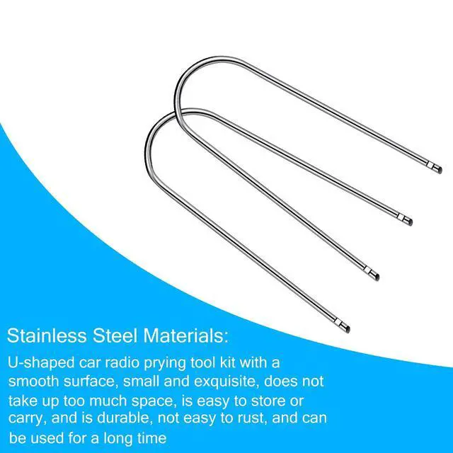 Alt view image 3 of 6 - Frienda 6 Pcs Car Radio Removal Tool, U-Shaped Automotive Radio Disassembly Pry Kit, Stainless Steel Stereo Cd DVD Host Release Removal Tool for Most Vehicles, Car Accessories