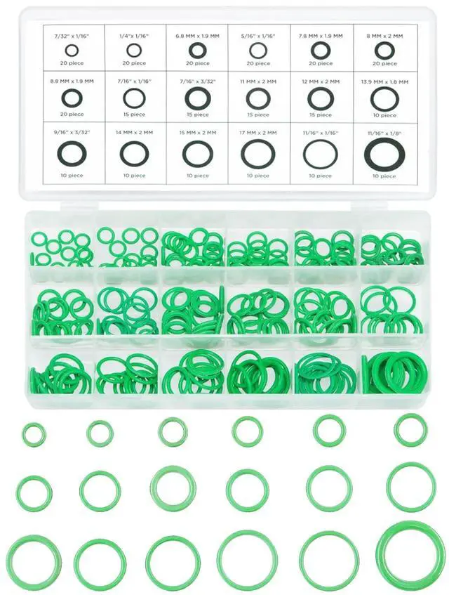 Main image of Lonuxi 270PCS Seal Gasket Washer, Car Air Conditioning AC O Ring Kit, Seal O-Ring Assortment Kit, Universal Vehicle Repair Tool for Door, Window, Home Appliances (Green)