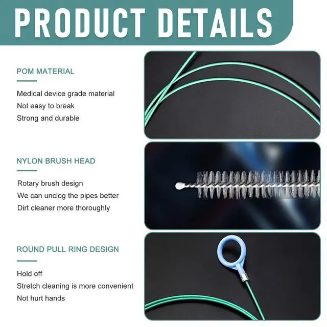 Alt view image 3 of 6 - Sinytuto Pack-1 Car Air Conditioning Pipe Cleaning Brush, 9.8Ft Rotatable Vehicle Sunroof Drain Hole Unblocker, Universal Automotive Unblocking Repair Slender Drainage Tool Accessories (Green)