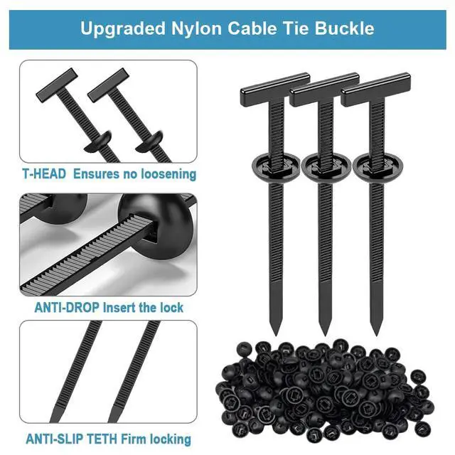 Alt view image 4 of 7 - 150Pcs Universal Cable Tie Buckle, Upgraded T Style Nylon Automotive Zipper Clips, Heavy Duty Grip Auto Lock Ties for Car Daily Repair, Garden, Office