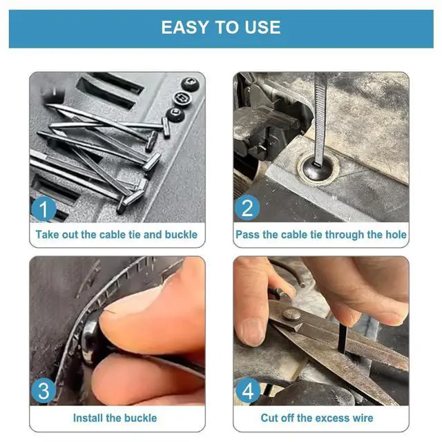 Alt view image 5 of 7 - 150Pcs Universal Cable Tie Buckle, Upgraded T Style Nylon Automotive Zipper Clips, Heavy Duty Grip Auto Lock Ties for Car Daily Repair, Garden, Office