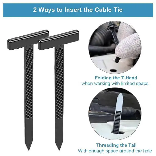 Alt view image 6 of 7 - 150Pcs Universal Cable Tie Buckle, Upgraded T Style Nylon Automotive Zipper Clips, Heavy Duty Grip Auto Lock Ties for Car Daily Repair, Garden, Office