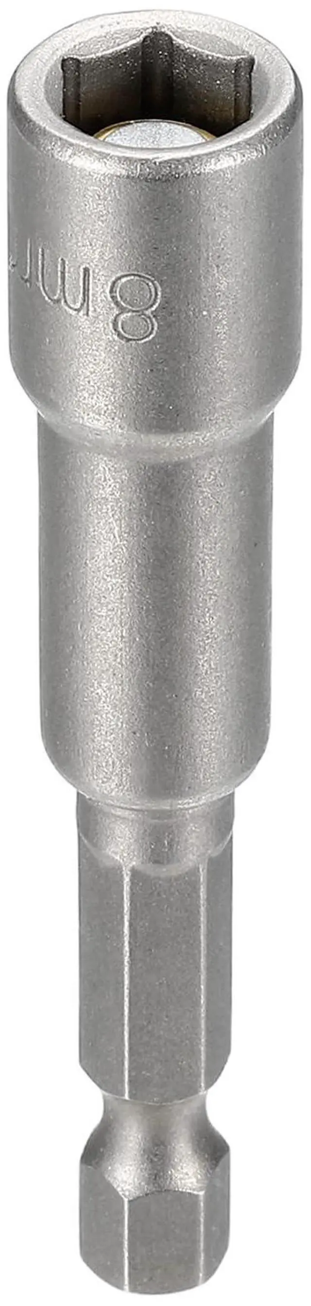 Main image of Nut Driver Drill Bit 8mm Metric Socket 1/4" Hex Shank 2.56" (65mm) Magnetic 6-Point Sockets Quick Change Cr-V Steel Bolt Setters for Power Drill Drivers, Gray