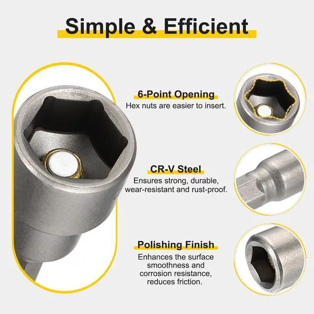 Alt view image 5 of 7 - Nut Driver Drill Bit 8mm Metric Socket 1/4" Hex Shank 2.56" (65mm) Magnetic 6-Point Sockets Quick Change Cr-V Steel Bolt Setters for Power Drill Drivers, Gray