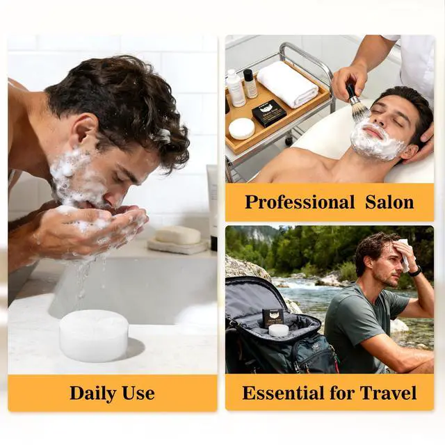 Alt view image 7 of 7 - RAQEHO 3.5oz Shaving Soap for Men - Sandalwood Shaving Soap Puck Foam Shave Cream with Shea Butter & Coconut Oil for Sensitive Skin Personal Care Products Bathroom Supplies Travel Essentials