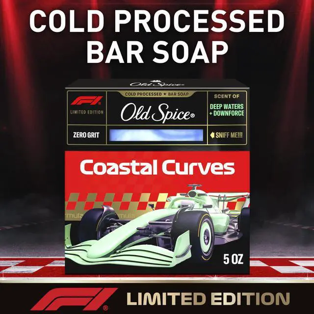 Alt view image 2 of 7 - Old Spice Bar Soap for Men, F1 Collection, Cold Pressed with Zero Grit, Fast Track to Freshness, Made with Natural Oils & Plant Based Cleanser, Coastal Curves with Deep Waters & Downforce Scent, 5 oz