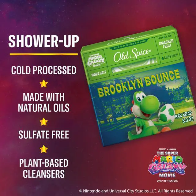 Alt view image 2 of 7 - Old Spice Bar Soap for Men, x The Super Mario Galaxy Movie, Cold Pressed with Grit, Made with Natural Oils & Plant Based Cleanser, Smashed Fruit with Passion Fruit & Sunshine Scent, 5.0 oz