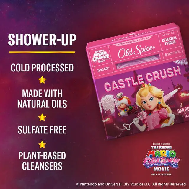 Alt view image 2 of 7 - Old Spice Bar Soap for Men, x The Super Mario Galaxy Movie, Cold Pressed with Grit, Made with Natural Oils & Plant Based Cleanser, Celestial Citrus with Sweet Citrus & Berries Scent, 5.0 oz