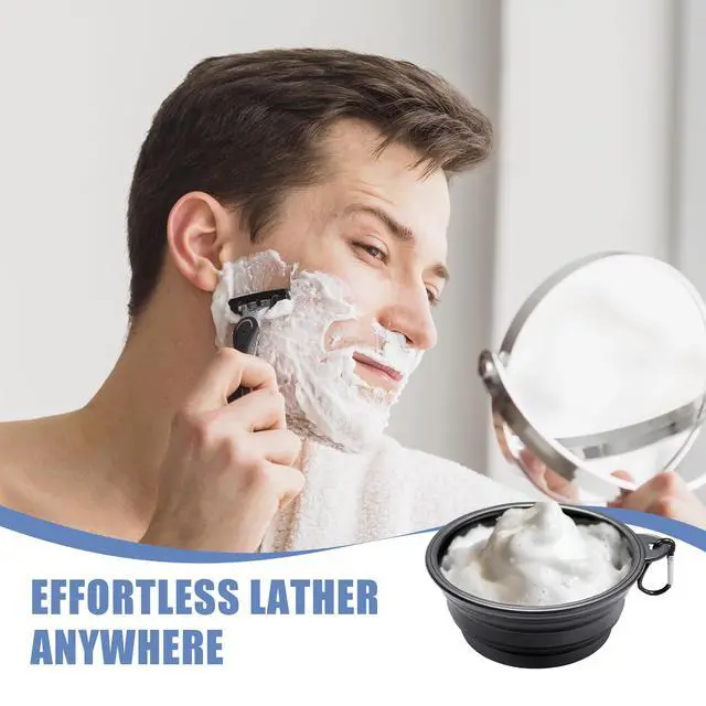 Alt view image 2 of 7 - Ezcora Foldable Silicone Shaving Bowl with Carabiner, Portable Shave Mug for Men, Quick-Lather Shaving Cream & Soap Bowl, Lightweight Collapsible Design with Non-Slip Base
