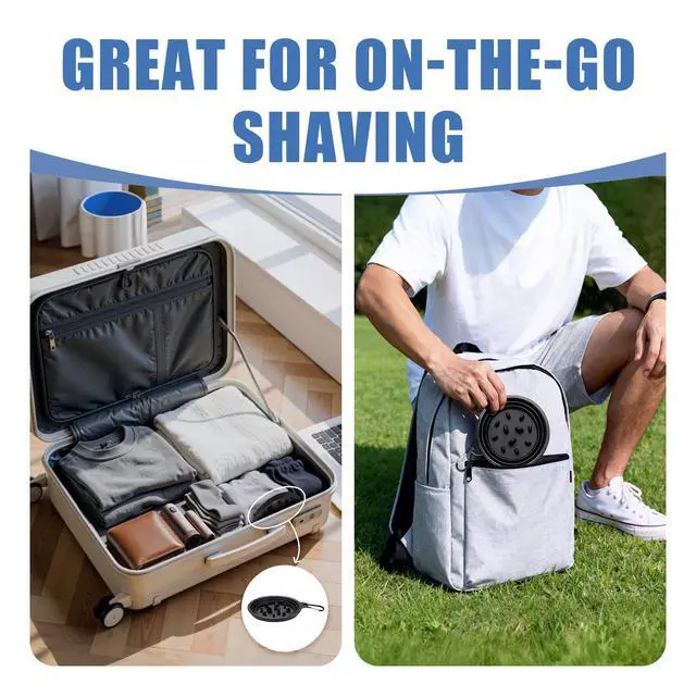 Alt view image 5 of 7 - Ezcora Foldable Silicone Shaving Bowl with Carabiner, Portable Shave Mug for Men, Quick-Lather Shaving Cream & Soap Bowl, Lightweight Collapsible Design with Non-Slip Base