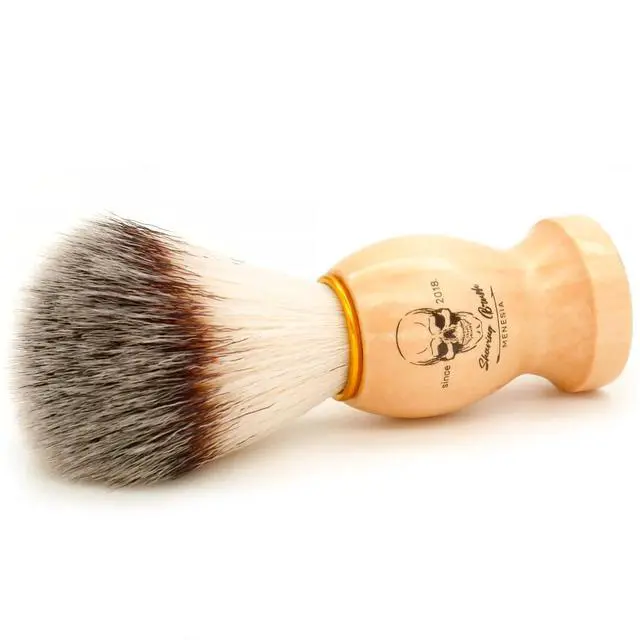 Alt view image 2 of 7 - Shaving Brush for Men, Wood handle Shave Brush,Mens Shaving Cream & Soap Brush (skull) | Wood Handle, Synthetic Hair, Small Travel Size, Skull Print