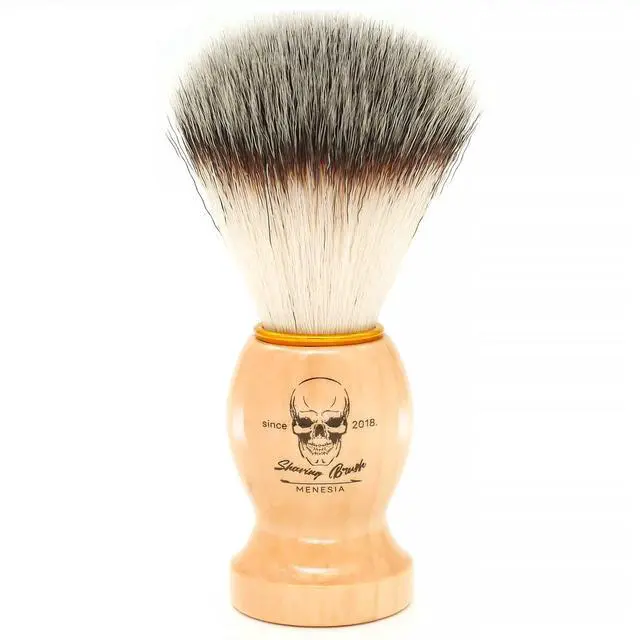 Alt view image 3 of 7 - Shaving Brush for Men, Wood handle Shave Brush,Mens Shaving Cream & Soap Brush (skull) | Wood Handle, Synthetic Hair, Small Travel Size, Skull Print