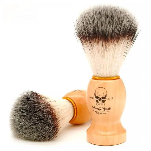 Alt view image 4 of 7 - Shaving Brush for Men, Wood handle Shave Brush,Mens Shaving Cream & Soap Brush (skull) | Wood Handle, Synthetic Hair, Small Travel Size, Skull Print