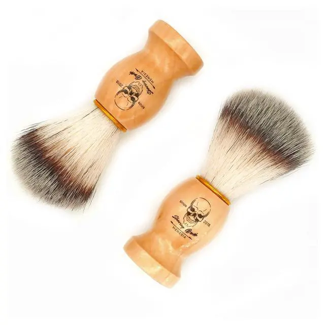 Alt view image 6 of 7 - Shaving Brush for Men, Wood handle Shave Brush,Mens Shaving Cream & Soap Brush (skull) | Wood Handle, Synthetic Hair, Small Travel Size, Skull Print