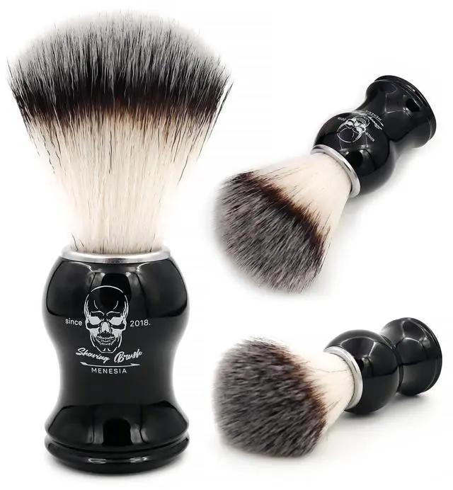 Main image of Shaving Brush for Men, Black Handle Men's Shave Cream & Soap Brush (skull) | Black Handle, Synthetic Hair, Small Travel Size, Skull Print