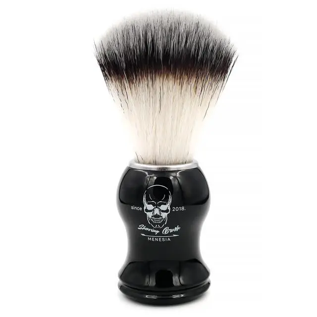 Alt view image 2 of 7 - Shaving Brush for Men, Black Handle Men's Shave Cream & Soap Brush (skull) | Black Handle, Synthetic Hair, Small Travel Size, Skull Print