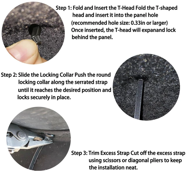 Alt view image 4 of 5 - Nihfien 50 Pcs Upgraded Nylon Universal Cable Tie Buckle, Heavy Duty Self-Locking Rivet Zip Ties, Multifunctional Cable Tie Buckle for Car Daily Repair, Garden, Home, Office,Workshop